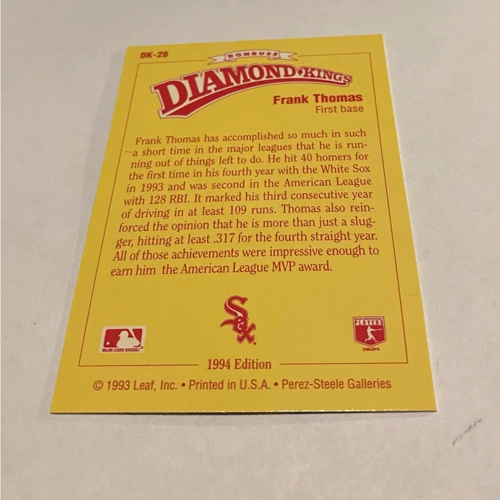 Frank Thomas Rare! 1994 Donruss Diamond Kings Baseball Card # DK-28 Vintage